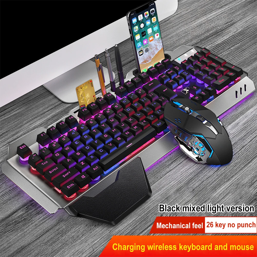 Gaming Keyboard And Mouse Wireless - ชุดแป้นพิมพ์และเมาส์ไร้สาย2.4G แบบชาร์จไฟได้ K680คีย์บอร์ดเกมใช้พอร์ตของสำนักงาน
