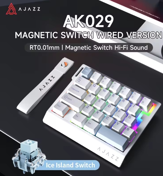 Gaming Keyboard Hand - AK029 คีย์บอร์ดเกมมิ่งแบบมีสายใช้มือเดียว HE สวิตช์แม่เหล็ก 29 คีย์