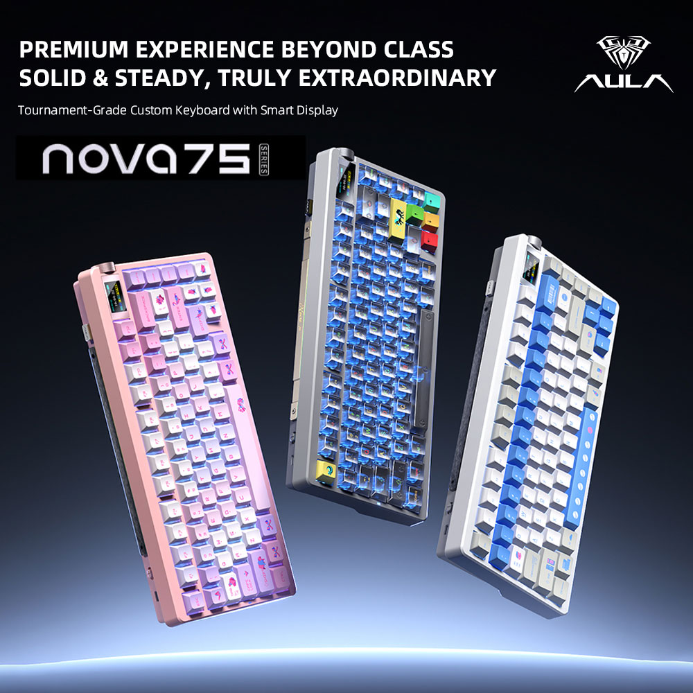 Keyboard Gaming Transparent - คีย์บอร์ดไร้สาย AULA NOVA75 รุ่นใหม่ 75% สามโหมด