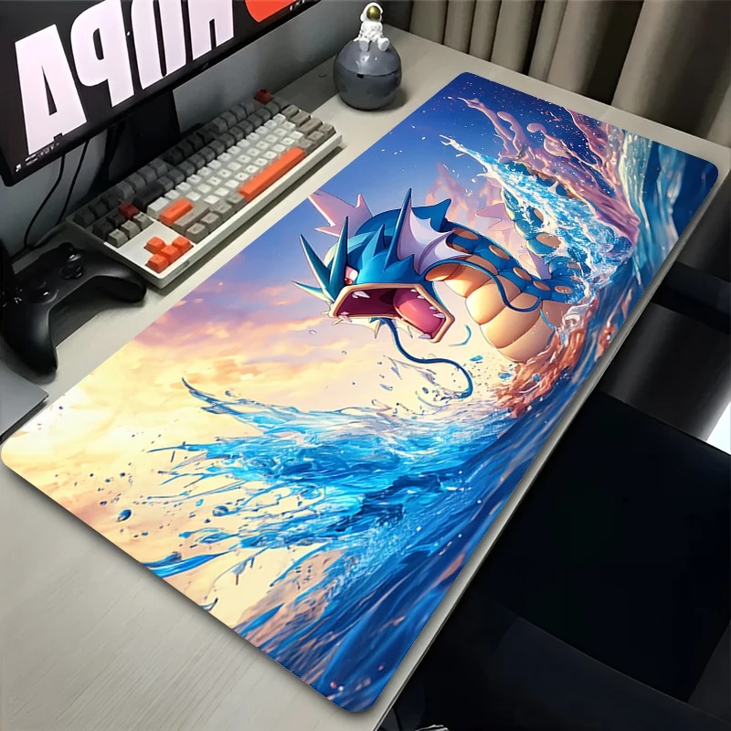 Gaming Keyboard Top - แผ่นรองเมาส์อนิเมะญี่ปุ่นลายคลื่นยักษ์ G-gyarados พระอาทิตย์สีแดง เมฆ แผ่นรองเมาส์สำหรับแล็ปท็อป พีซี