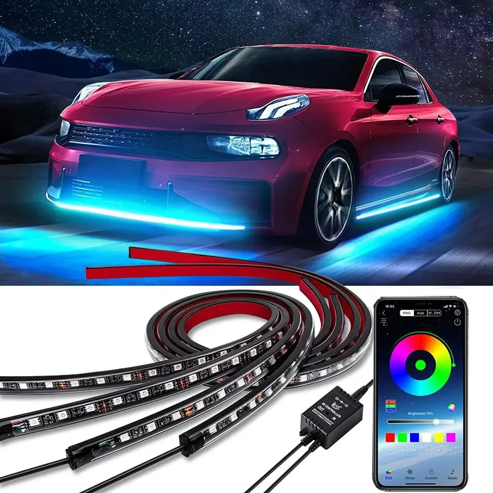 Rgb Underglow Strip - ไฟนีออน LED RGB สำหรับรถยนต์ ไฟใต้ท้องรถ ควบคุมด้วยรีโมท/แอปพลิเคชัน