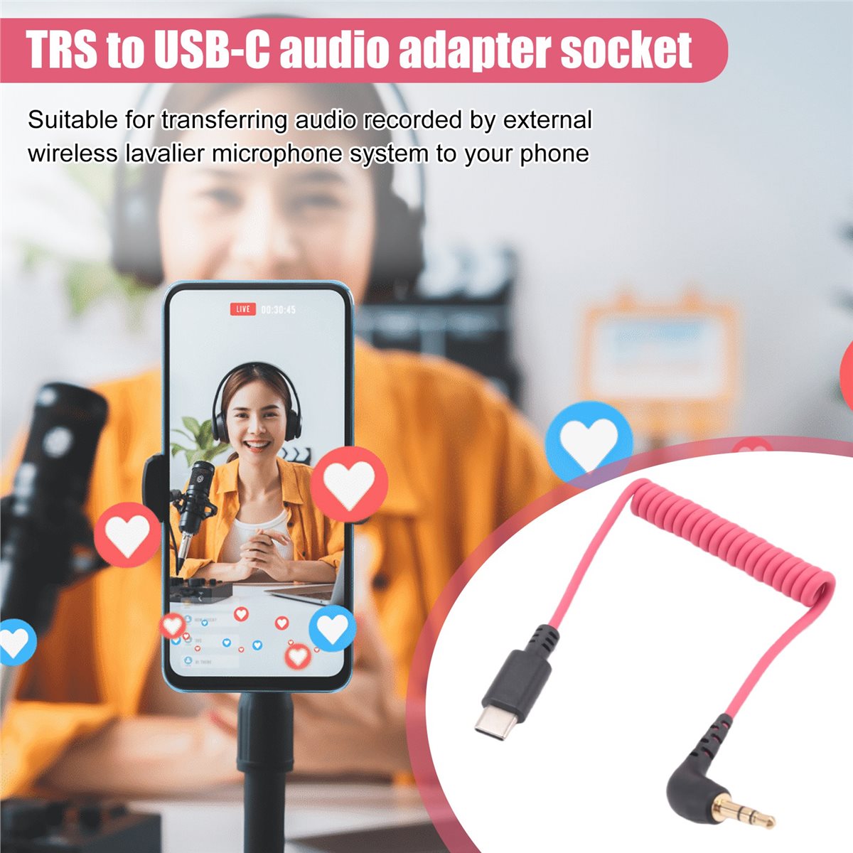 Coiled Usb Cable - (A02R) สาย USB C ถึง 3.5