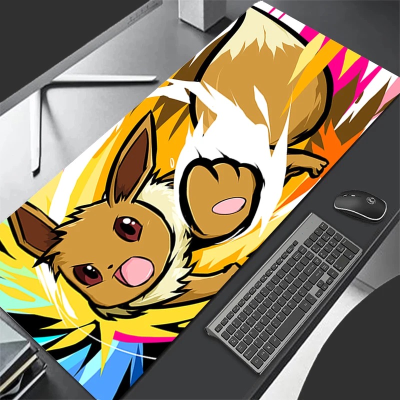 Gaming Keyboard Affordable - P-Pokemon Eevee Anime Gaming Mouse Pad,แผ่นรองเม้าส์แบบขยายได้,แผ่นรองคีย์บอร์ดสำหรับแล็ปท็อปพีซี