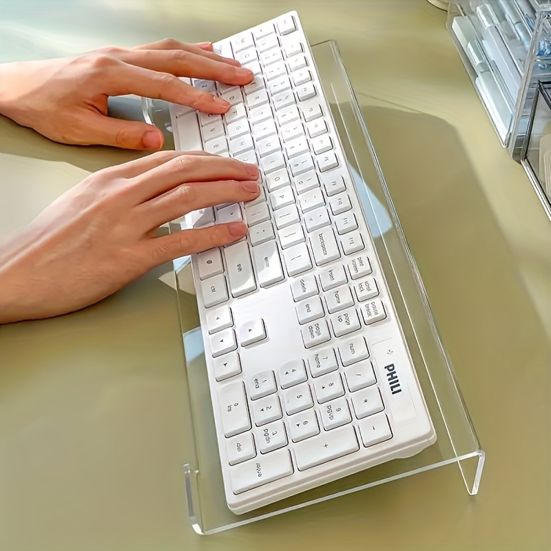 Keyboard Gaming Transparent - ขาตั้งคีย์บอร์ดอะคริลิค ตัวจัดระเบียบเดสก์ท็อปโปร่งใส เหมาะสําหรับสํานักงาน/บ้าน/เล่นเกม การออกแบบตามหลักสรีรศาสตร์กันลื่น