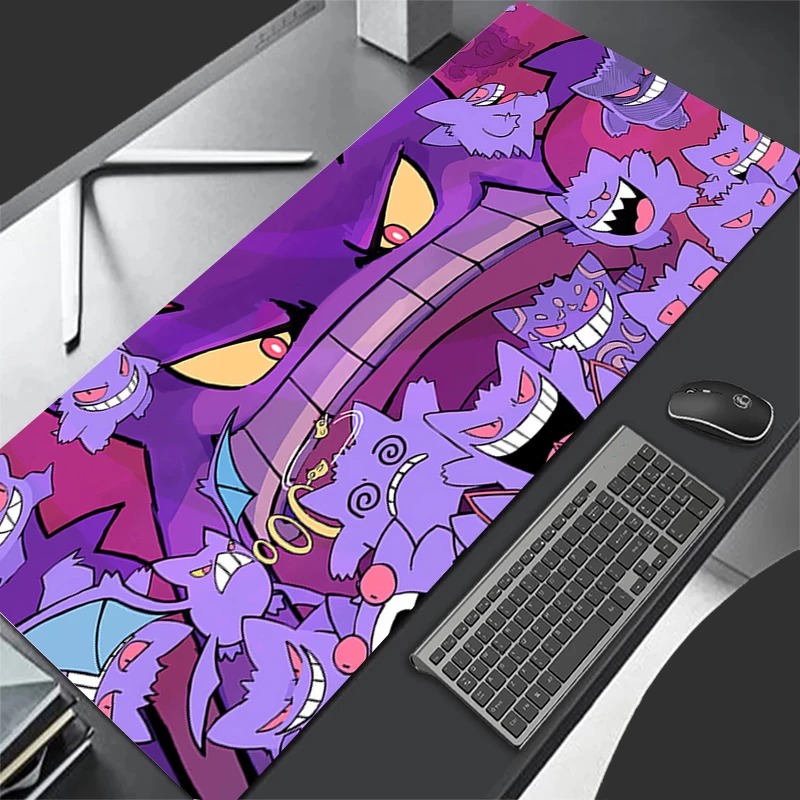 Gaming Keyboard Top - แผ่นรองเมาส์สำหรับเล่นเกม P-Pokemon Gengar Anime Extended,แผ่นรองคีย์บอร์ดขนาดใหญ่สำหรับแล็ปท็อปพีซี LOL