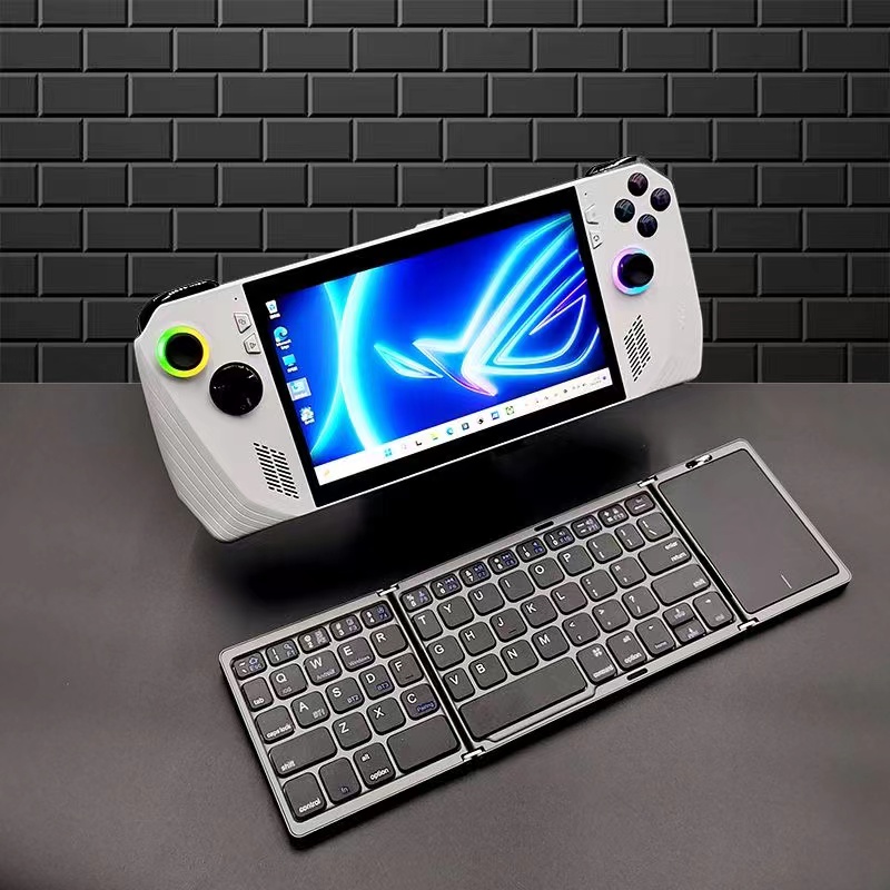 Gaming Keyboard Bluetooth - คีย์บอร์ดบลูทูธพับได้ ROG Ally สำหรับการเดินทางคีย์บอร์ดแบบพกพาไร้สายพับสามทบพร้อมทัชแพดสำหรับมือถือเกม ROG Ally