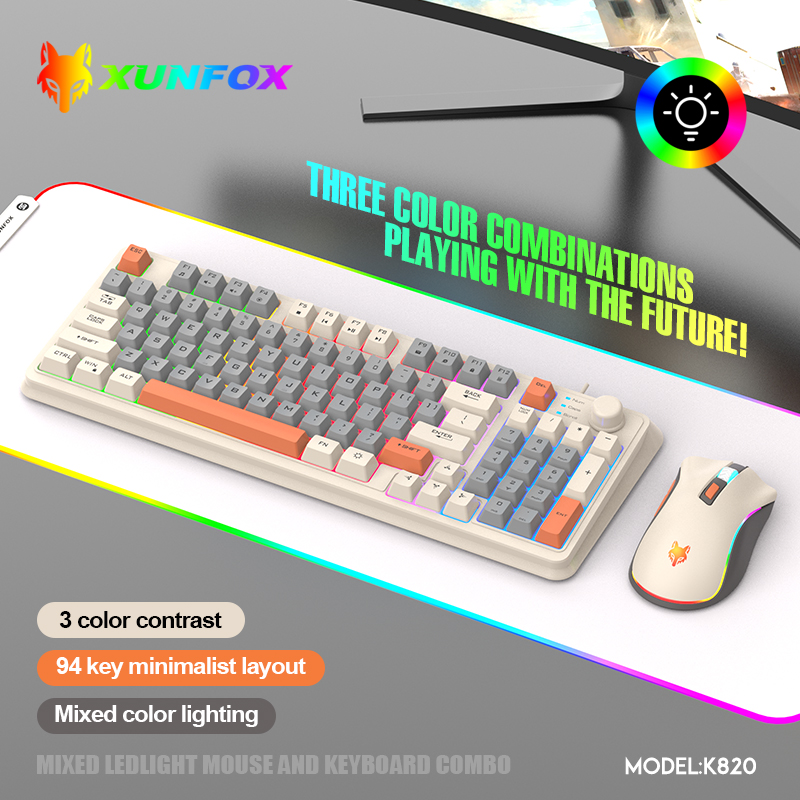 Gaming Keyboard And Mouse Wireless - K820 USB เกมคีย์บอร์ดเมาส์ชุด Illuminated Desktop/แล็ปท็อปโฮมออฟฟิศหญิงชายคีย์บอร์ด