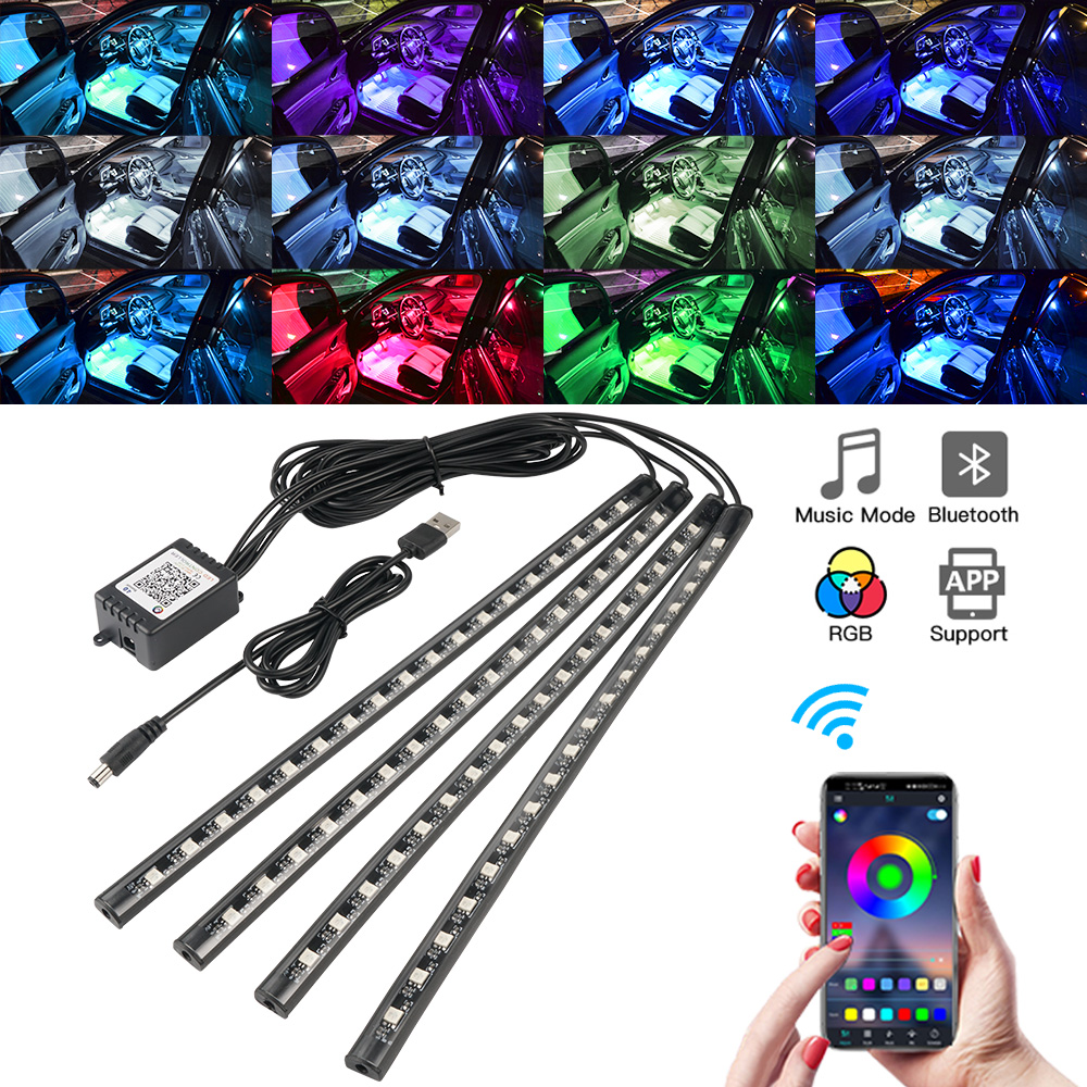 Rgb Underglow Strip - นีออน LED ภายในรถ APP เพลงรีโมทคอนโทรล RGB