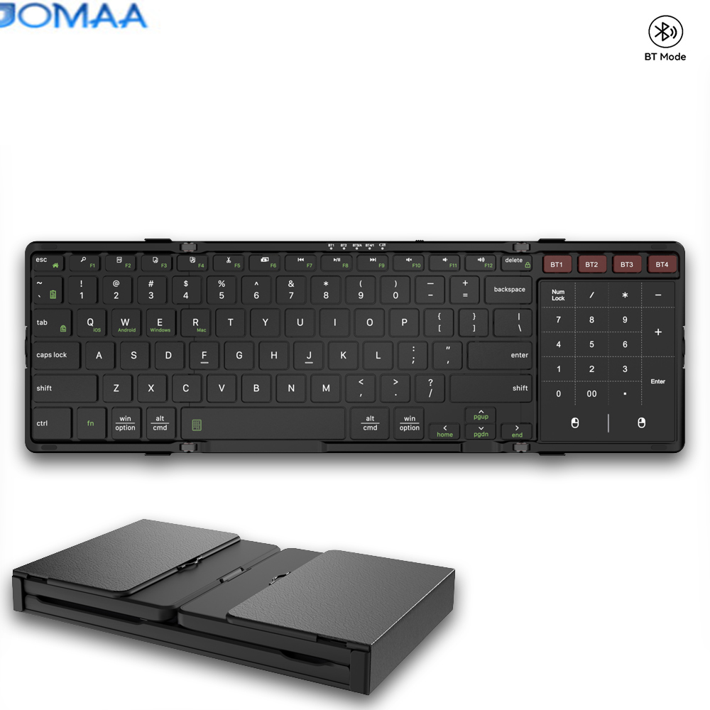 Gaming Keyboard Budget - JOMAA คีย์บอร์ดบลูทูธแบบพับได้พร้อมทัชแพดและแป้นตัวเลขคีย์บอร์ดแบบพับได้แบบชาร์จไร้สายสำหรับวินโดวส์/iOS/แอนดรอยด์/แม็ค