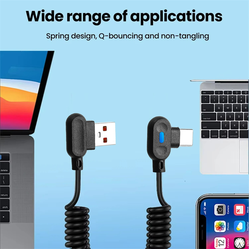 90 °   สายชาร์จข้อมูลแบบสปริงห - Coiled Usb Cable บทวิจารณ์และราคา
