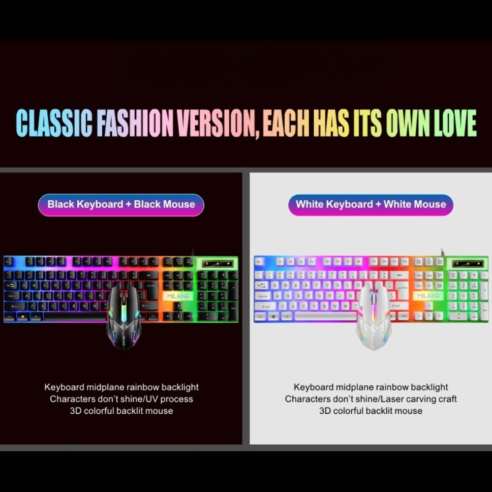 ชุดคีย์บอร์ดและเมาส์แบบมีสาย U - Gaming Keyboard Mouse Set บทวิจารณ์และราคา
