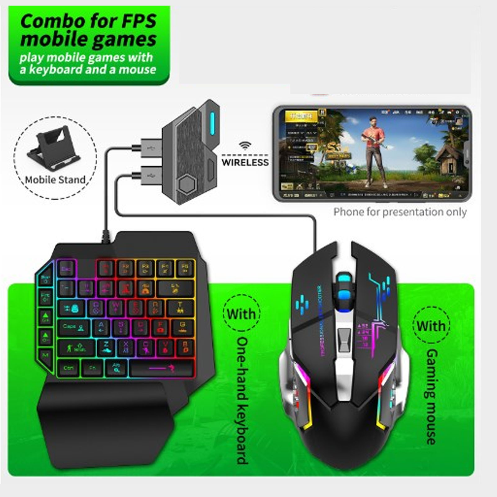 ชุดคอมโบเกมมือถือ เชื่อมต่อบลู - Gaming Keyboard And Mouse Combo บทวิจารณ์และราคา