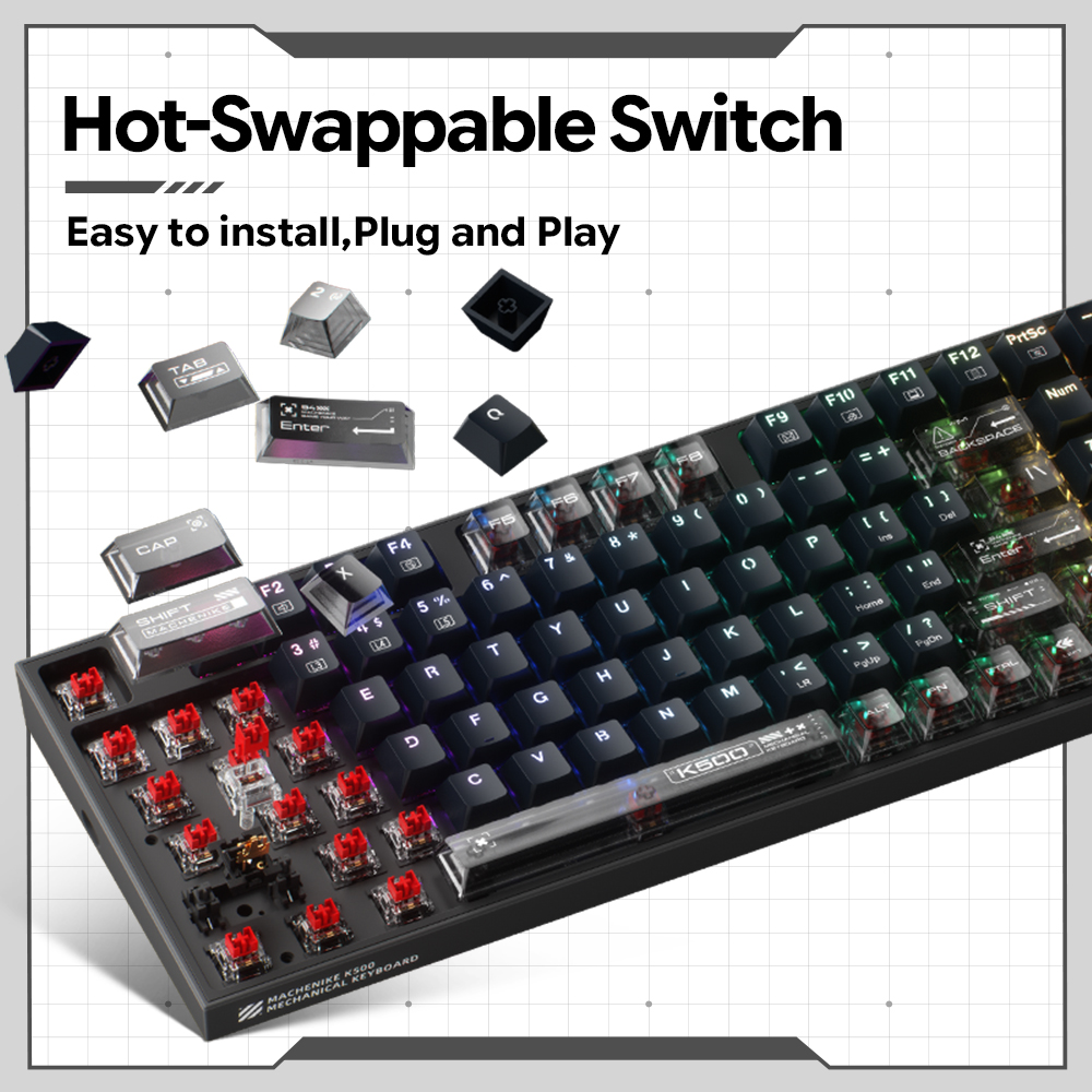 มาเชไนค์ K500-B94 V2 คีย์บอร์ด - Keyboard Gaming Transparent บทวิจารณ์และราคา