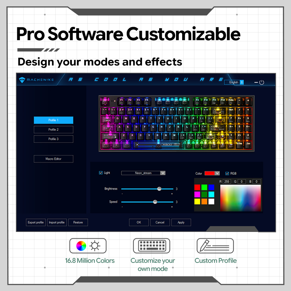 มาเชไนค์ K500-B94 V2 คีย์บอร์ด - Keyboard Gaming Transparent บทวิจารณ์และราคา