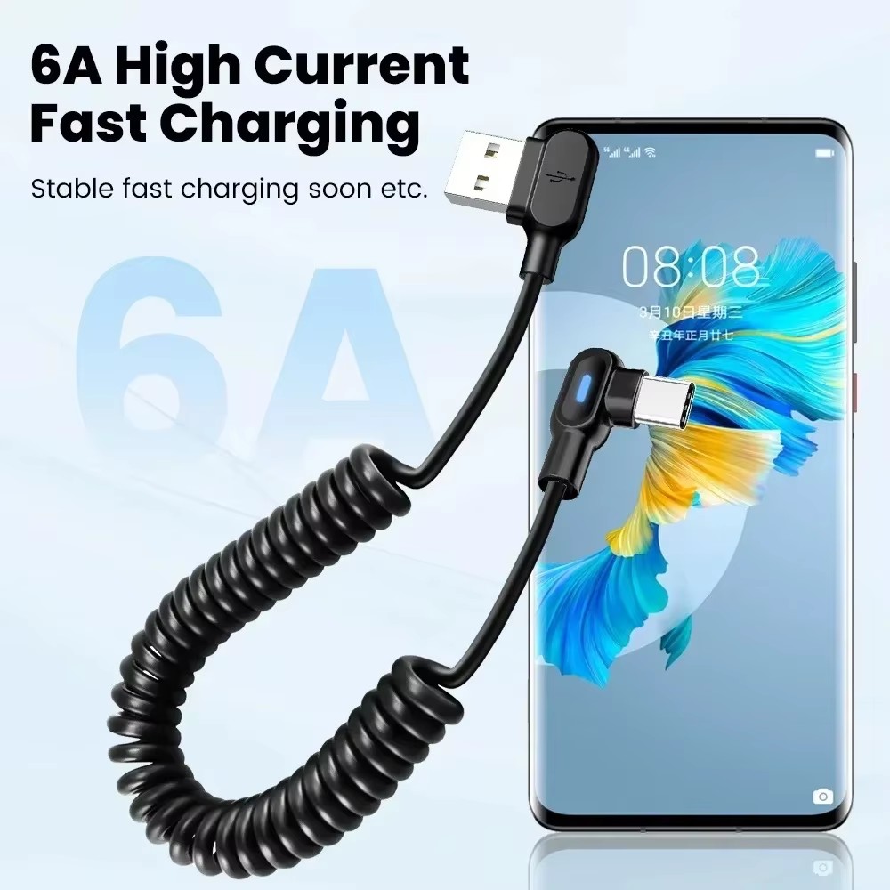 120W 6A สายชาร์จเร็วแบบขด USB  - Coiled Usb Cable บทวิจารณ์และราคา