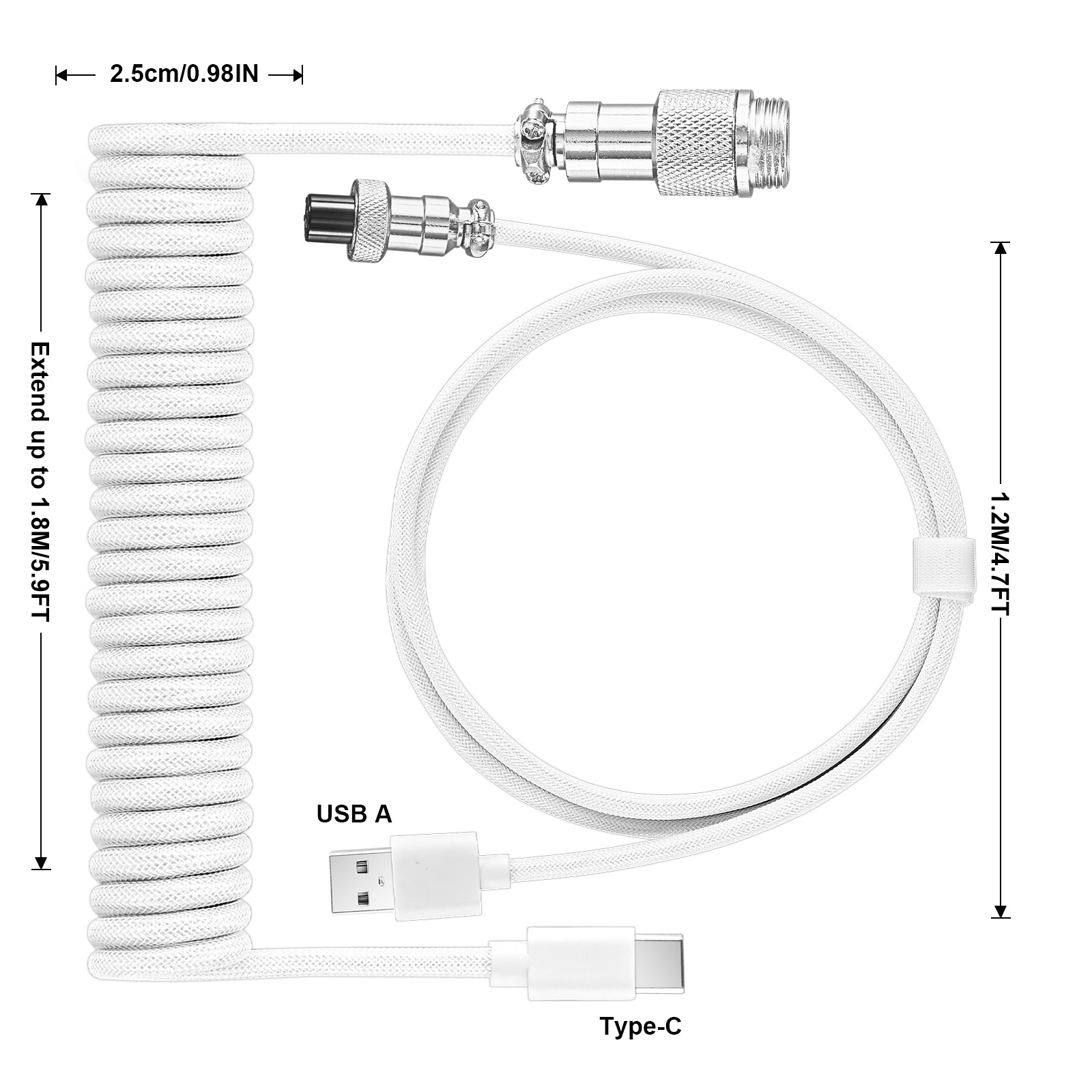สายคีย์บอร์ดแบบขดลวดชนิด Type- - Coiled Usb Cable บทวิจารณ์และราคา