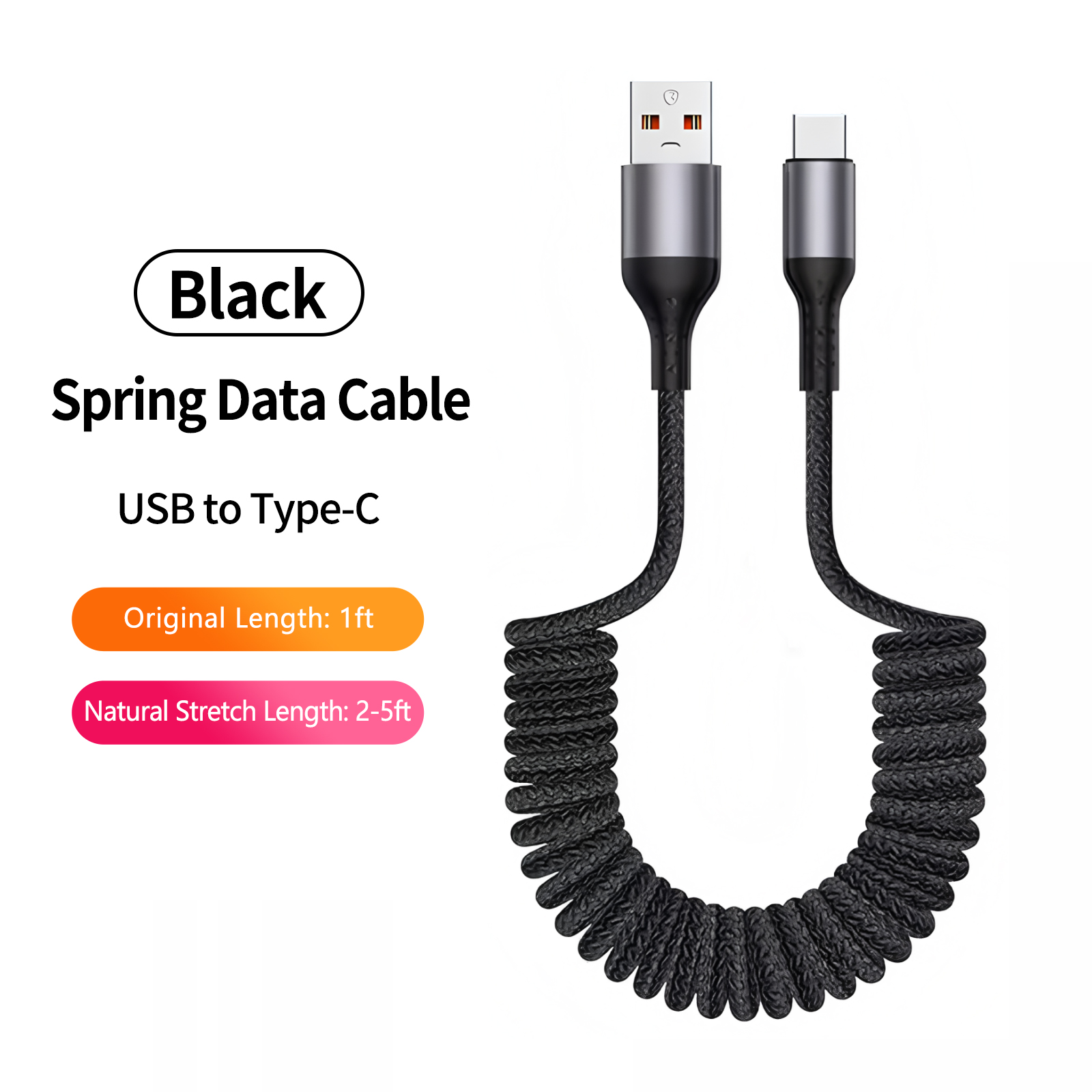 สายชาร์จแบบม้วนเก็บได้ USB A เ - Coiled Usb Cable บทวิจารณ์และราคา